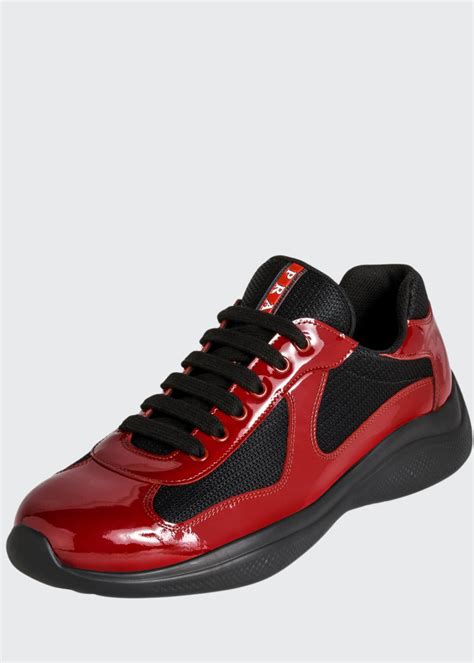 prada men's america's cup patent leather patchwork sneakers|Prada patchwork shoes.